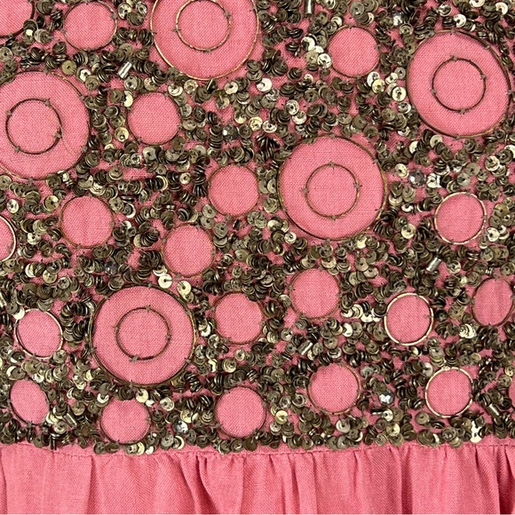 Roberta Freymann Womens Sleeveless Dress Rose Pink Metallic Sequin size Medium - Picture 3 of 12